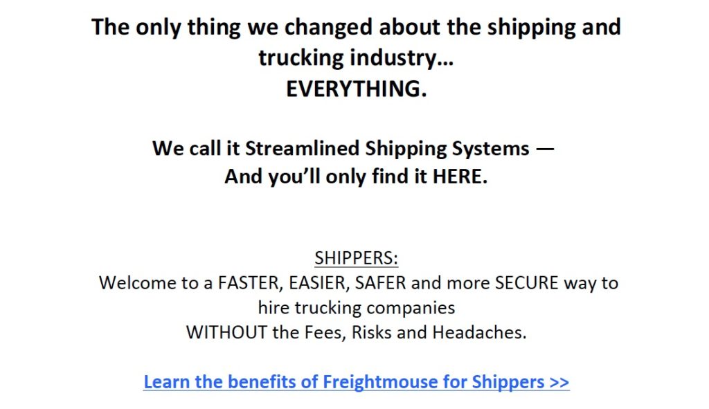 Portfolio Freight Services Website IMAGE